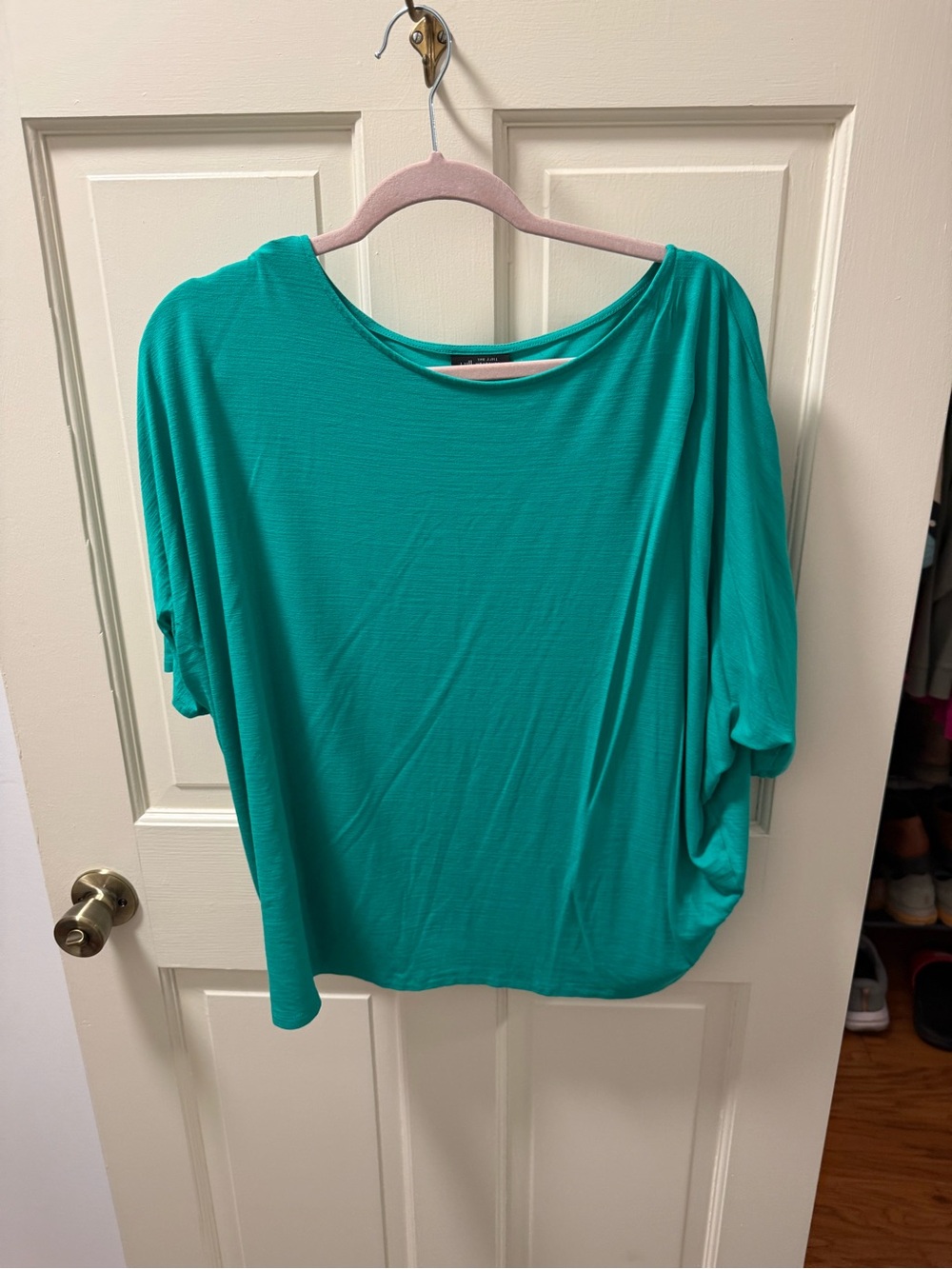 J. Jill Teal Relaxed Draped Short-Sleeve Top